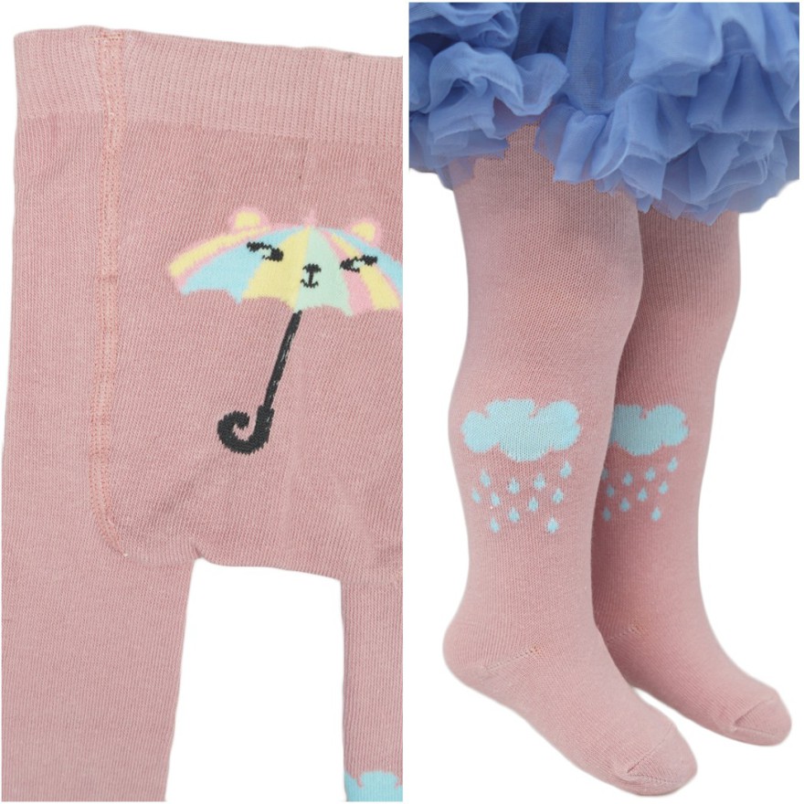 RAJSTOPY dziecięce różowe z parasolką wzór 627