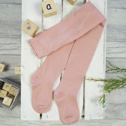 Pudrowy róż RAJSTOPY bawełniane gładkie