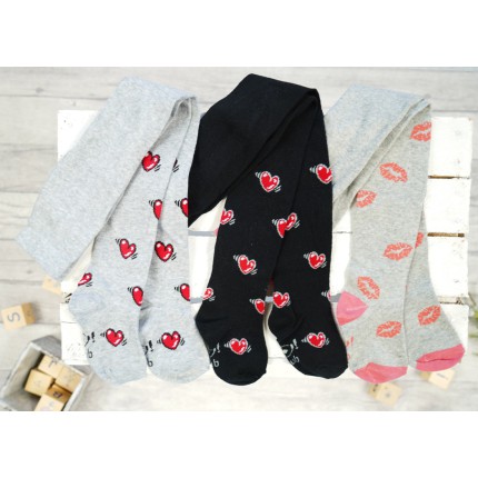 3pak RAJSTOPY bawełniane usta serca dziewczęce