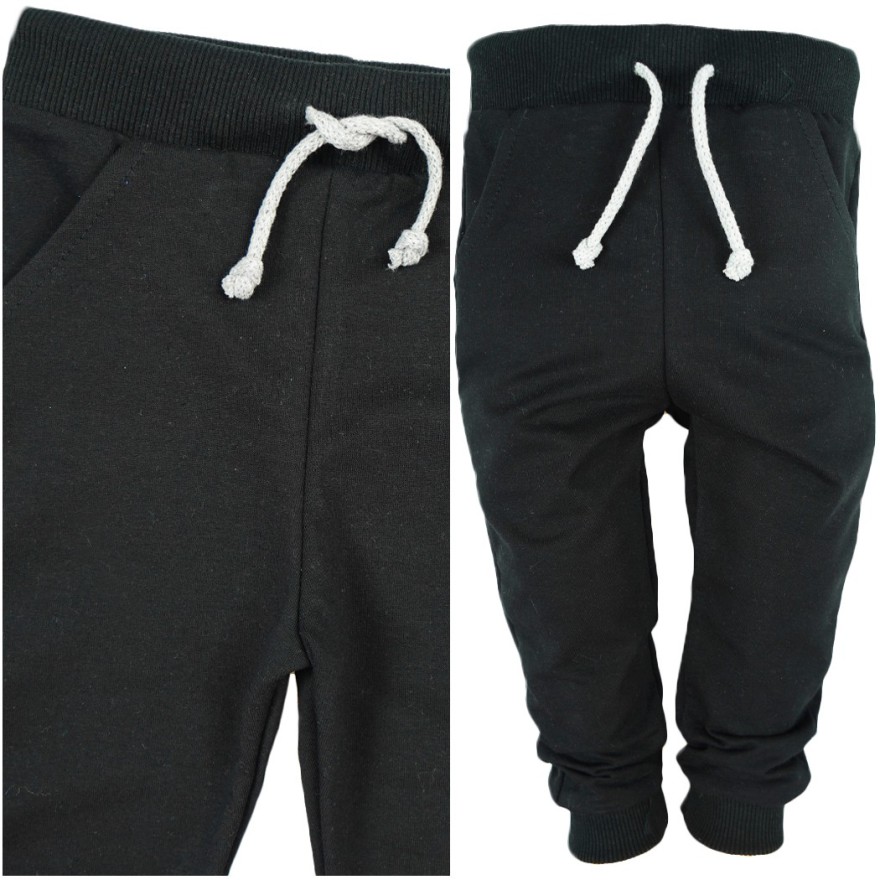 Czarne spodnie dresowe wiązane wiosna jesień