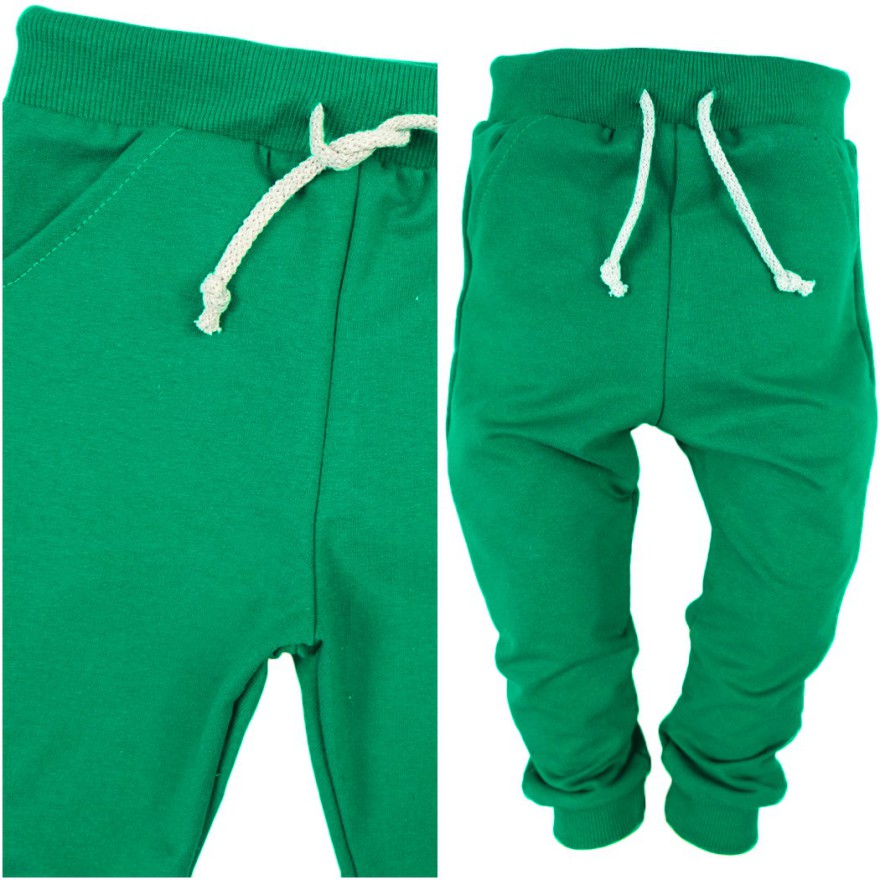 Zielone spodnie dresowe wiązane wiosna jesień
