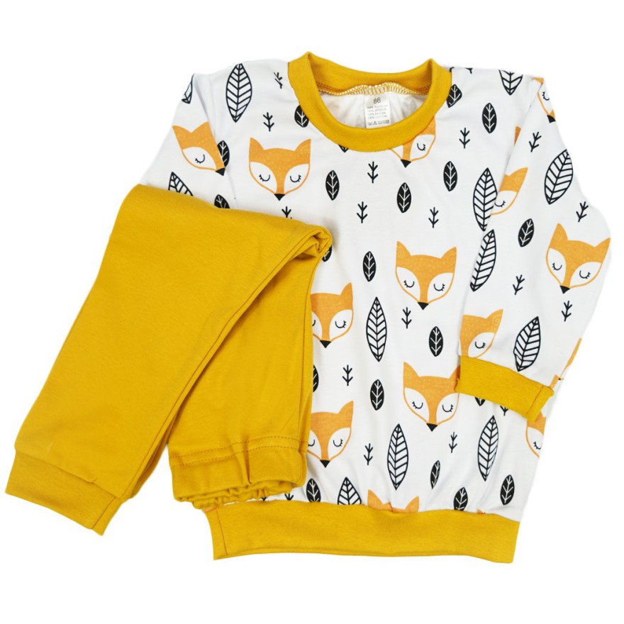 Musztardowa PIŻAMA w liski długi rękaw wzór 412