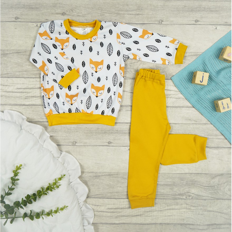 Musztardowa PIŻAMA w liski długi rękaw wzór 412