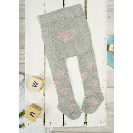 RAJSTOPY dziewczęce szare w serca wzór 638