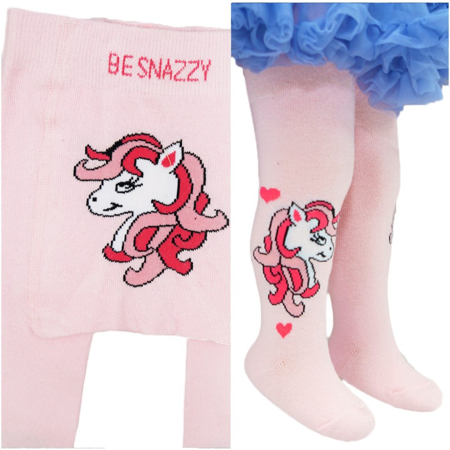 RAJSTOPY dziewczęce różowe z konikiem wzór 639