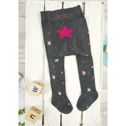 RAJSTOPY dziewczęce grafitowe w gwiazdki wzór 640