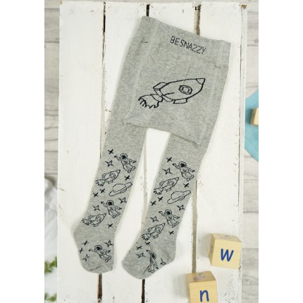 RAJSTOPY chłopięce szare w rakiety wzór 643