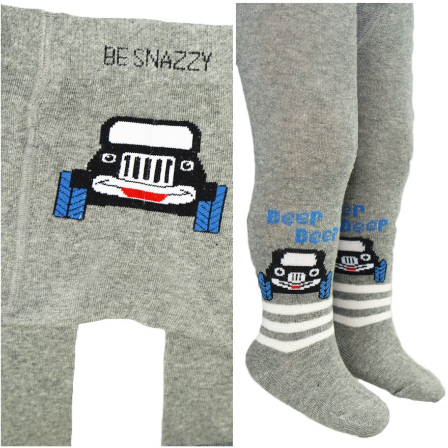 RAJSTOPY chłopięce szare z autem beep wzór 645