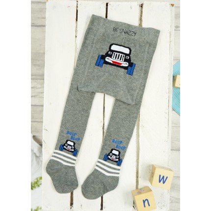 RAJSTOPY chłopięce szare z autem beep wzór 645