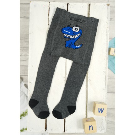RAJSTOPY chłopięce grafitowe z dinozaurem wzór 646
