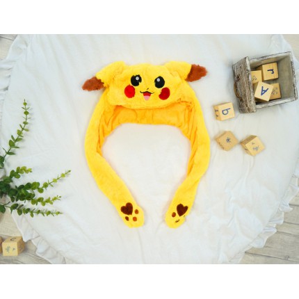 Żółta CZAPKA zabawka dziecięca z ruchomymi uszami