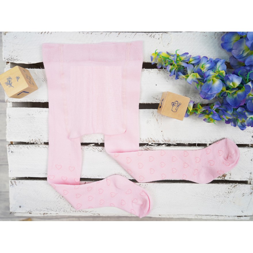 RAJSTOPY dziecięce różowe w serca wzór 535