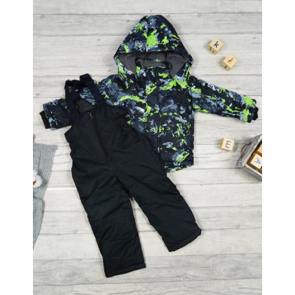 ZIMOWY KOMBINEZON dwuczęściowy CZARNY ART kurtka + spodnie