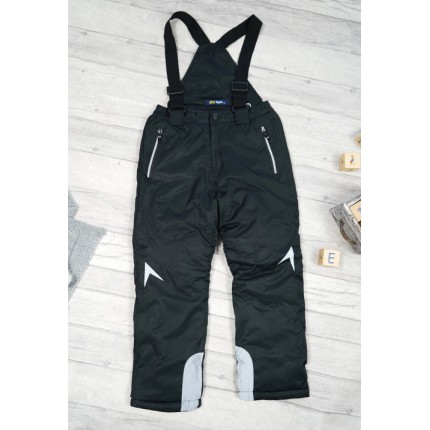 SPODNIE NARCIARSKIE zimowe CZARNE z odblaskami