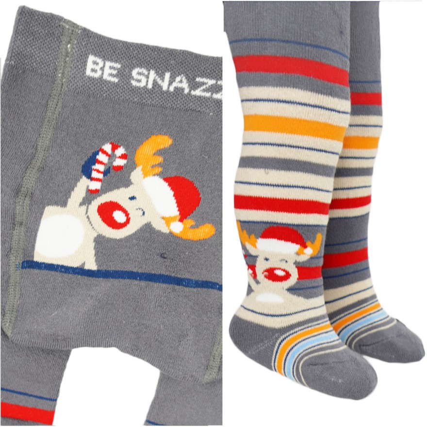 RAJSTOPY frotte GRUBE szare z reniferem wzór 617