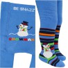 RAJSTOPY frotte GRUBE niebieskie snowman wzór 618