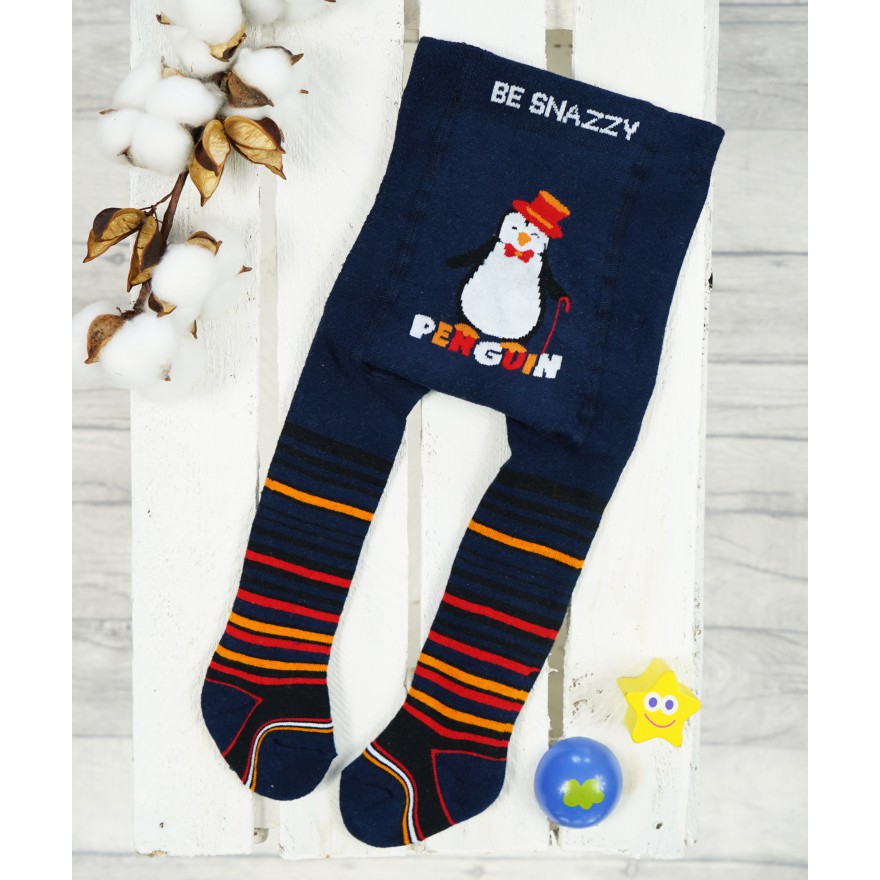 RAJSTOPY frotte GRUBE granatowe penguin wzór 615