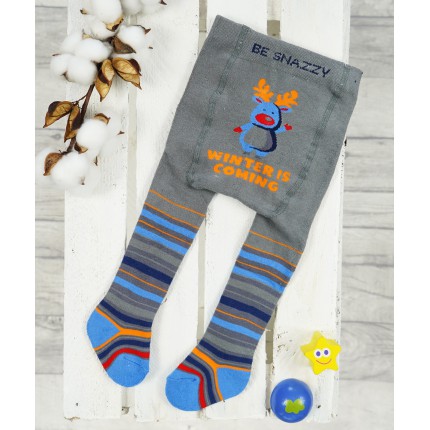 RAJSTOPY frotte GRUBE szare z reniferem winter wzór 616