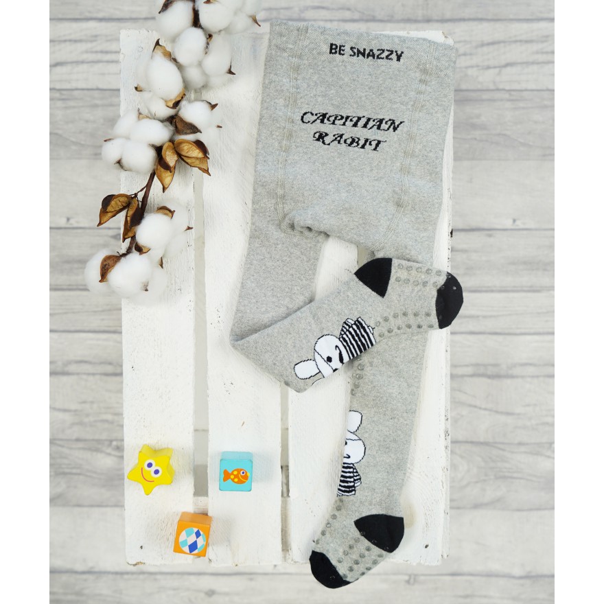 RAJSTOPY frotte GRUBE POTRÓJNY ABS szare captain rabit wzór 603