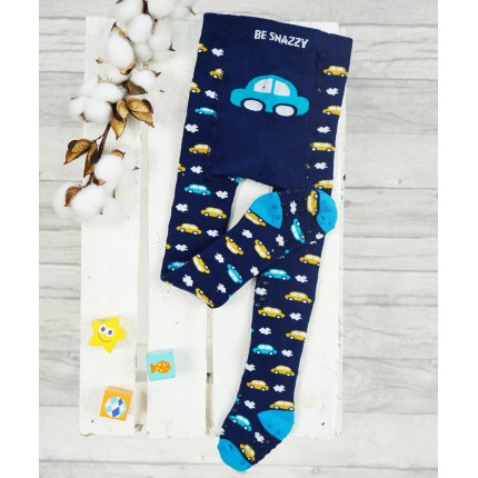 RAJSTOPY frotte GRUBE POTRÓJNY ABS granatowe w auta wzór 605