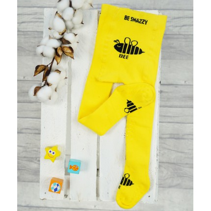 RAJSTOPY frotte GRUBE POTRÓJNY ABS żółte z pszczółką wzór 612