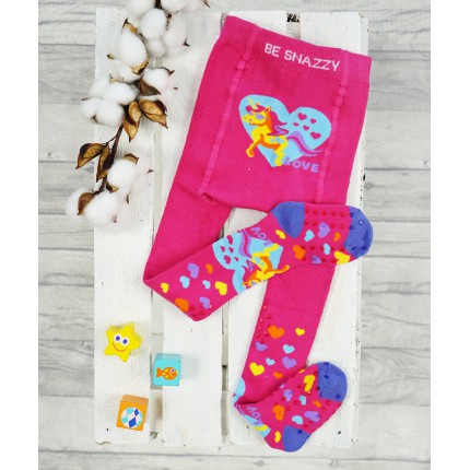 RAJSTOPY frotte do RACZKOWANIA GRUBE 3x ABS amarantowe z jednorożcem wzór 621