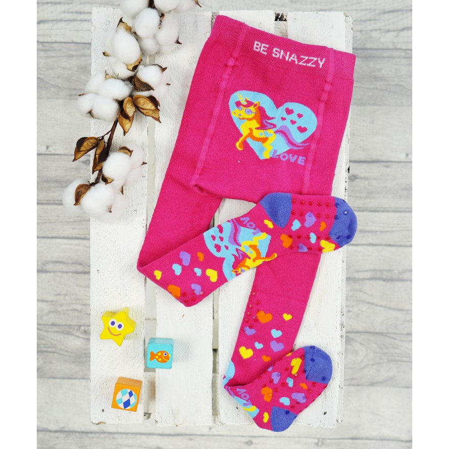 RAJSTOPY frotte do RACZKOWANIA GRUBE 3x ABS amarantowe z jednorożcem wzór 621