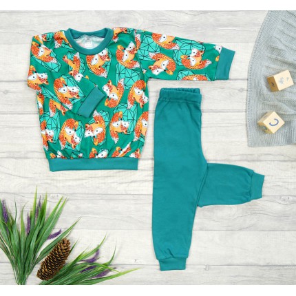 Butelkowa PIŻAMA w liski długi rękaw wzór 416