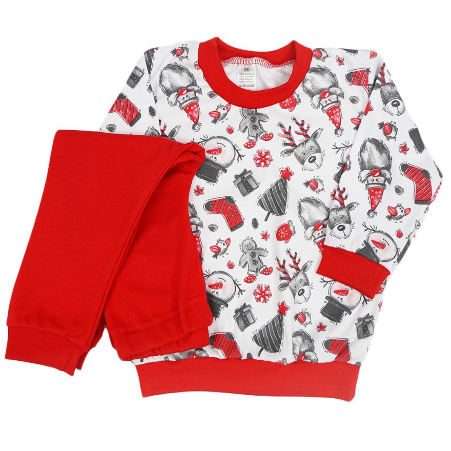 Czerwona PIŻAMA święta długi rękaw wzór 415