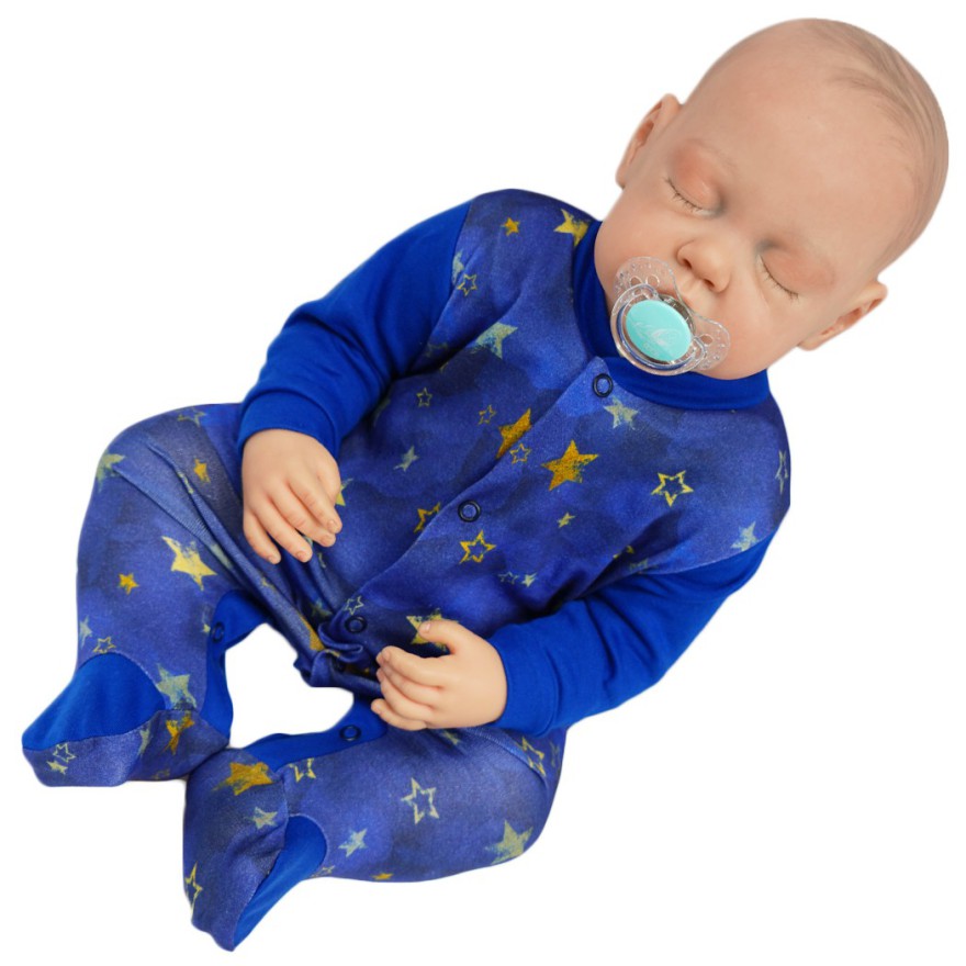 Pajac pajacyk bawełniany chabrowy w gwiazdki wzór 417