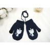 Granatowe RĘKAWICZKI ciepłe 1P KOT sznurek dotyk r. 110-134