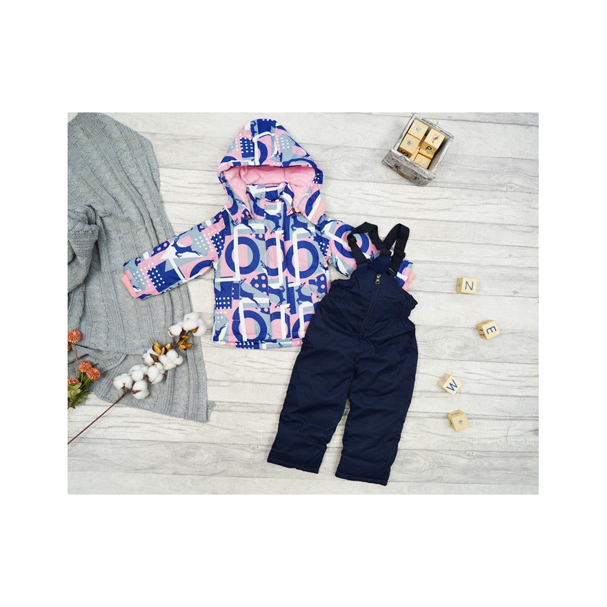 ZIMOWY KOMBINEZON dwuczęściowy RÓŻ JELONKI kurtka + spodnie