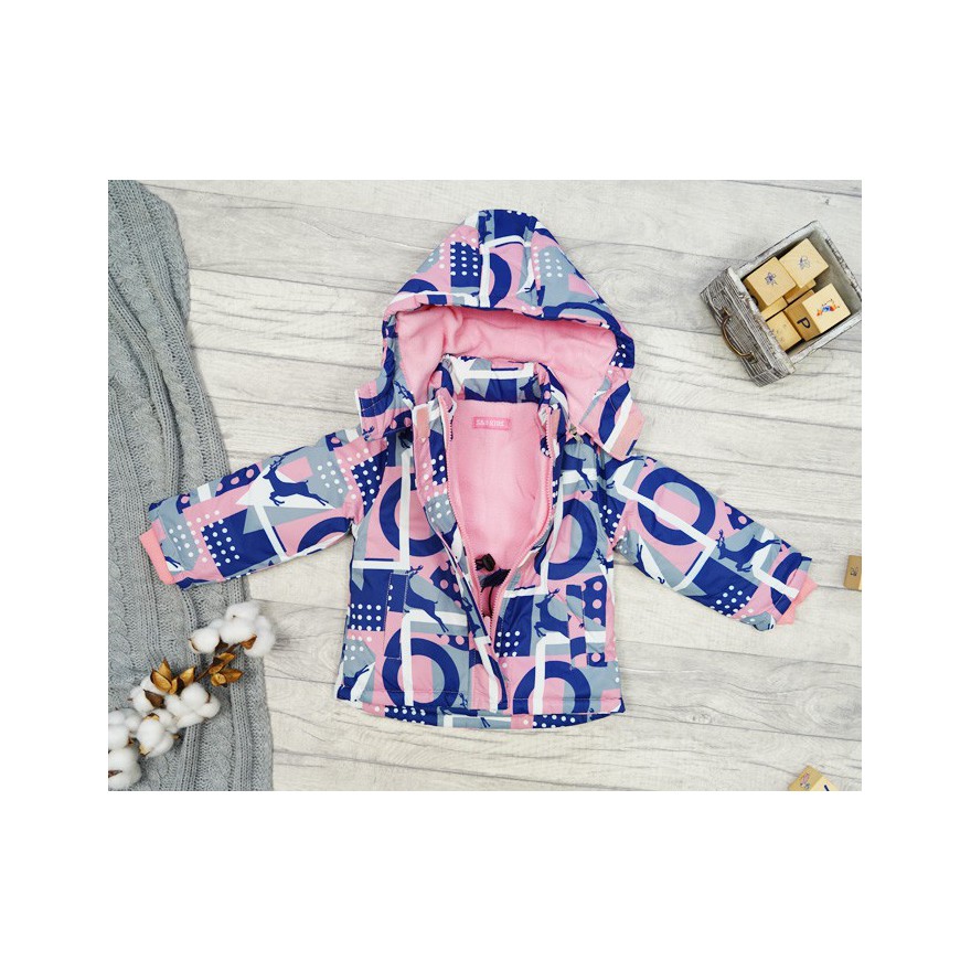 ZIMOWY KOMBINEZON dwuczęściowy RÓŻ JELONKI kurtka + spodnie