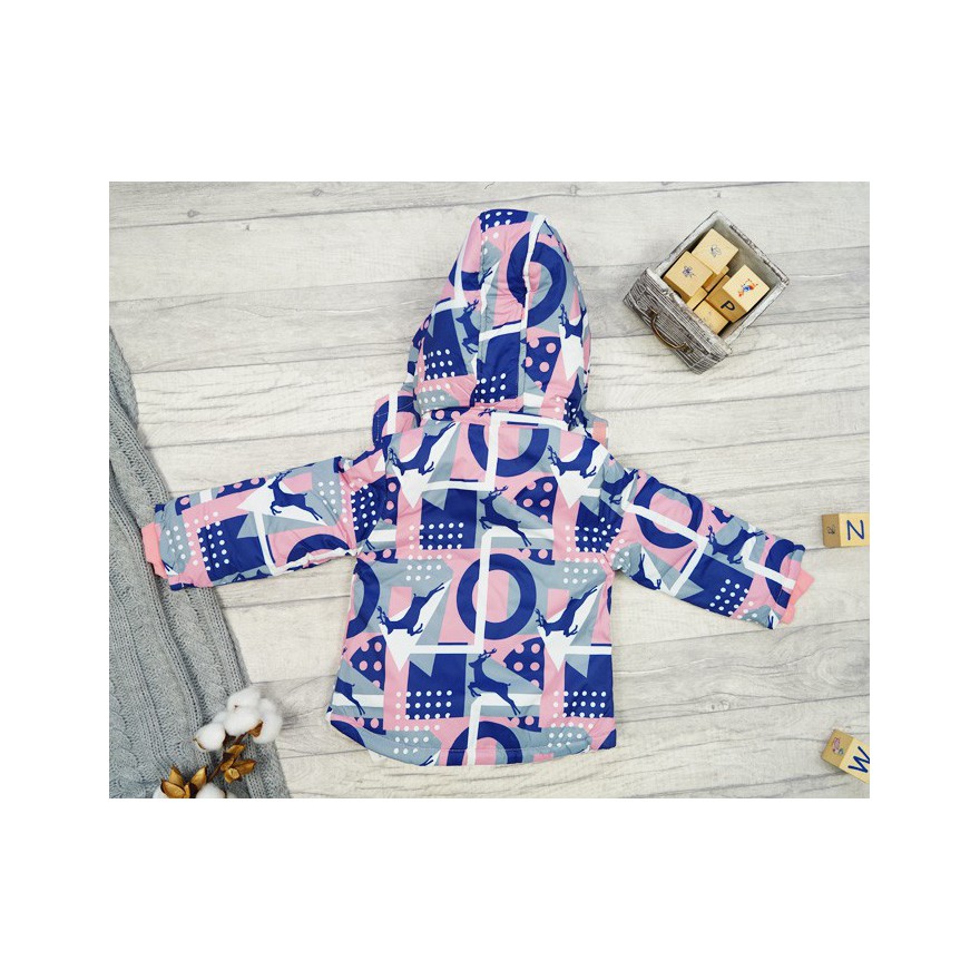 ZIMOWY KOMBINEZON dwuczęściowy RÓŻ JELONKI kurtka + spodnie