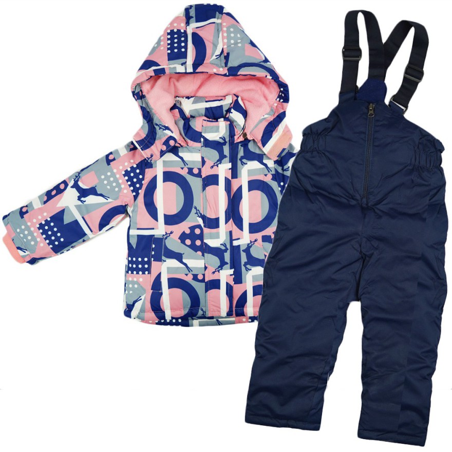 ZIMOWY KOMBINEZON dwuczęściowy RÓŻ JELONKI kurtka + spodnie