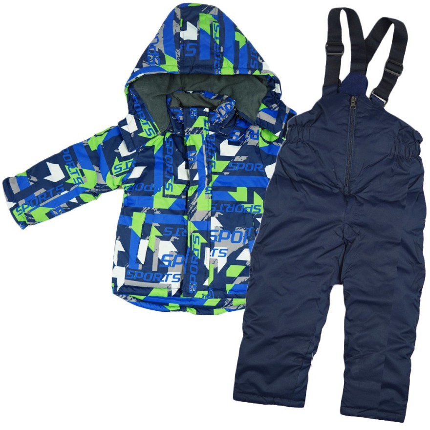 ZIMOWY KOMBINEZON dwuczęściowy z zielonym SPORTS kurtka + spodnie