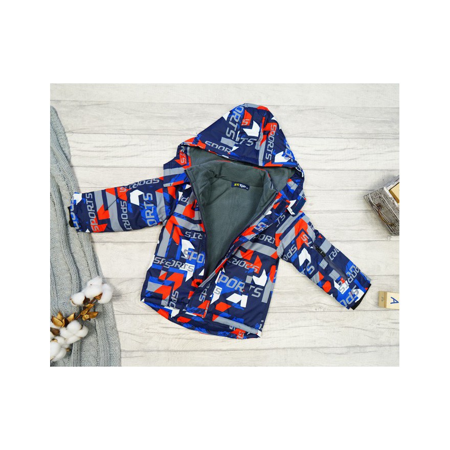 ZIMOWY KOMBINEZON dwuczęściowy z czerwonym SPORTS kurtka + spodnie