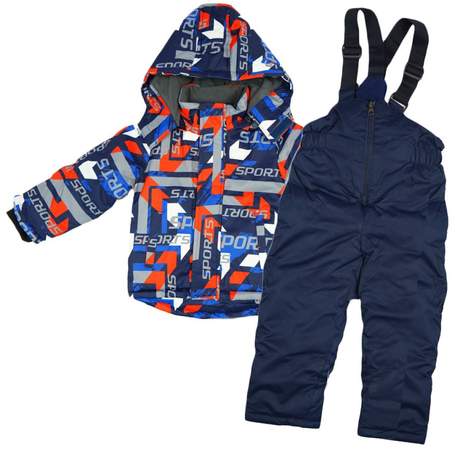 ZIMOWY KOMBINEZON dwuczęściowy z czerwonym SPORTS kurtka + spodnie