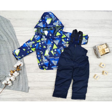 ZIMOWY KOMBINEZON dwuczęściowy DINO ZIELONY kurtka + spodnie