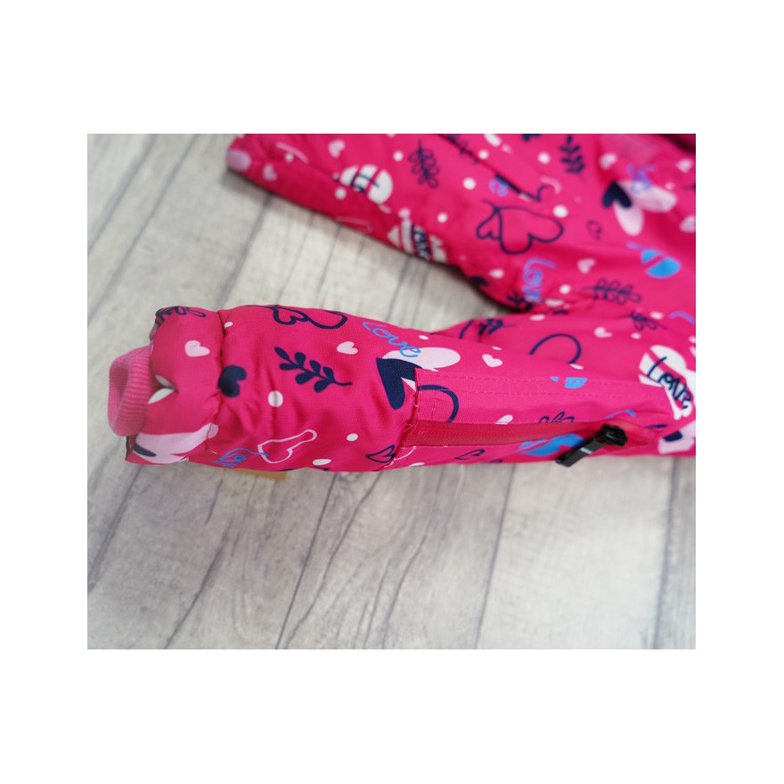 ZIMOWY KOMBINEZON dwuczęściowy RÓŻOWY W SERCA kurtka + spodnie