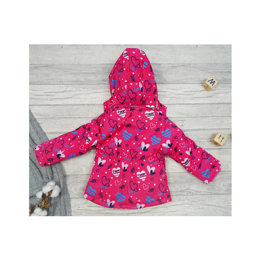 ZIMOWY KOMBINEZON dwuczęściowy RÓŻOWY W SERCA kurtka + spodnie