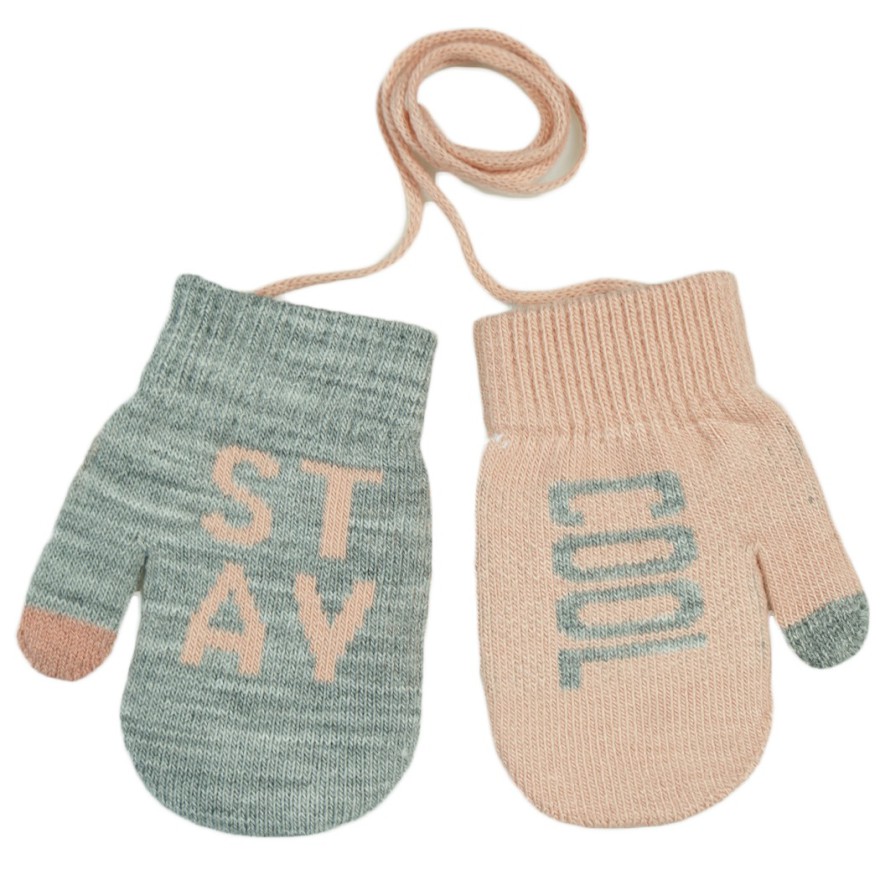 Pudrowo-szare RĘKAWICZKI 1P sznurek STAY COOL r. 98-134