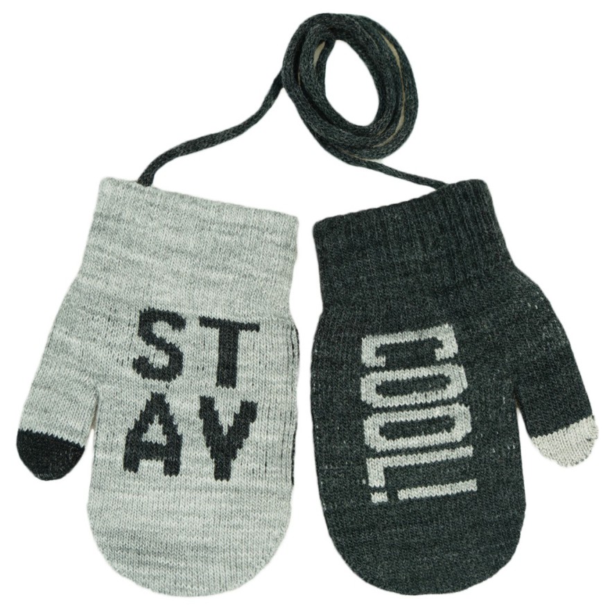 Grafitowo- szare RĘKAWICZKI 1P sznurek STAY COOL r. 98-134
