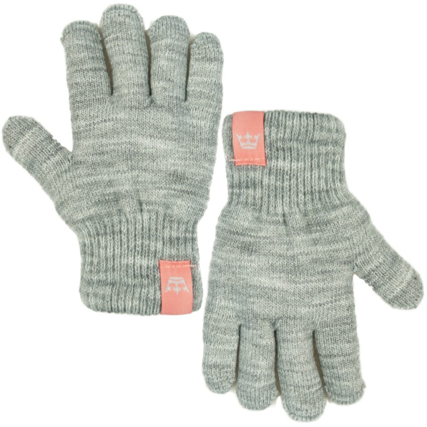 Szare rękawiczki ocieplane 5P z naszywką KORONA r.122-158