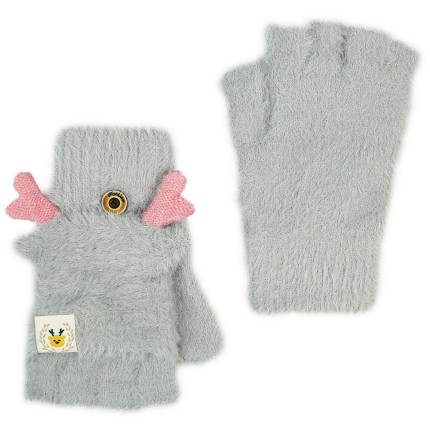 Szare rękawiczki futerkowe RENIFERKI z kapturkiem r.116-164