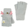 Szare rękawiczki futerkowe RENIFERKI z kapturkiem r.116-164