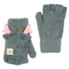 Grafitowe rękawiczki futerkowe RENIFERKI z kapturkiem r.116-164