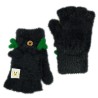 Czarne rękawiczki futerkowe RENIFERKI z kapturkiem r.116-164