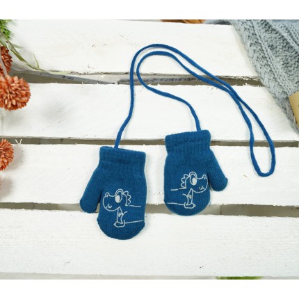 Morskie RĘKAWICZKI ciepłe 1P na sznurku DINO r. 56-86