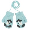 Miętowe RĘKAWICZKI ciepłe 1P na sznurku PIES r. 98-104